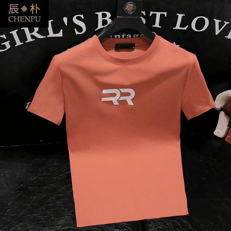 20245夏季新款韩版男士青年字母印花短袖圆领上衣时尚百搭简约t恤