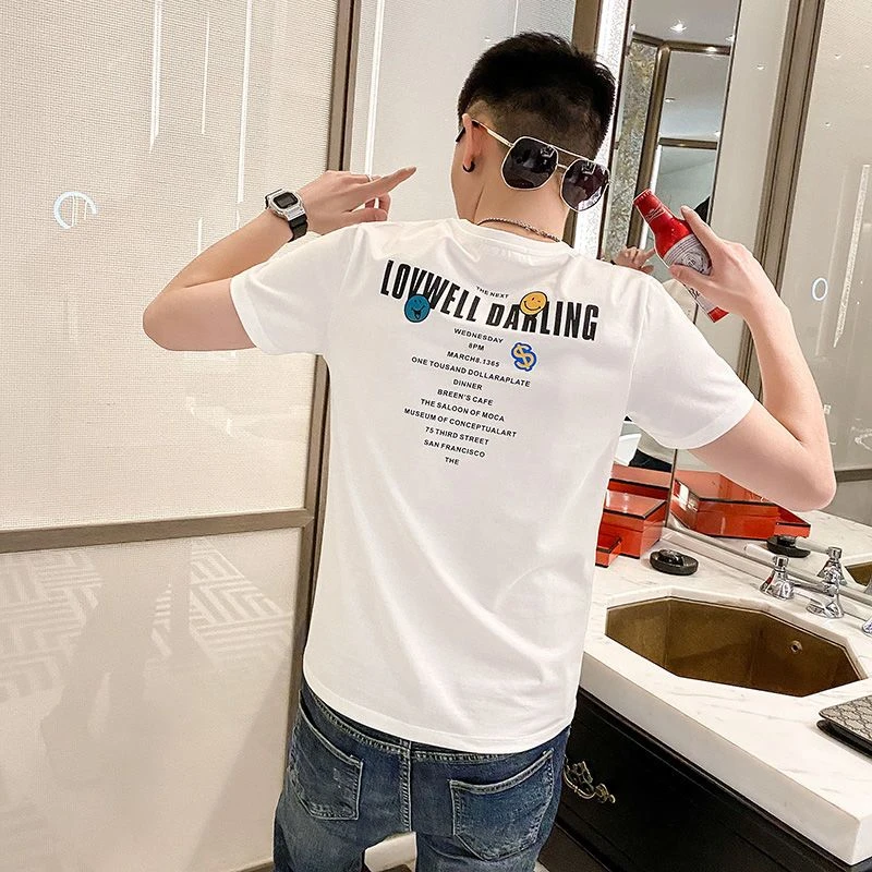 2025夏季纯棉短袖t恤男韩版潮流修身简约百搭半袖潮牌ins帅气网红