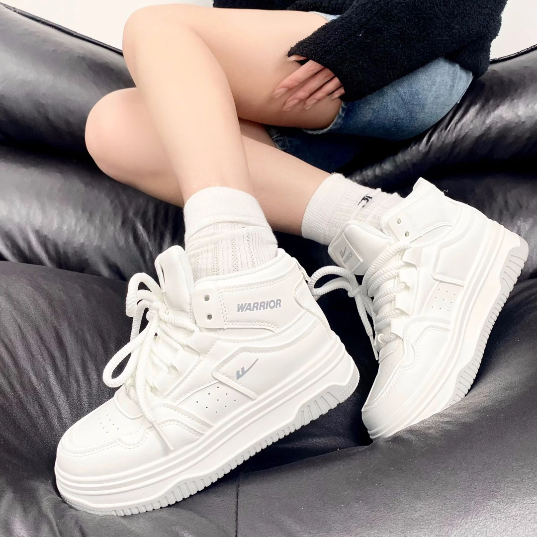 回力小白鞋女2024冬季新款潮流韩版百搭厚底板鞋高帮休闲运动鞋子