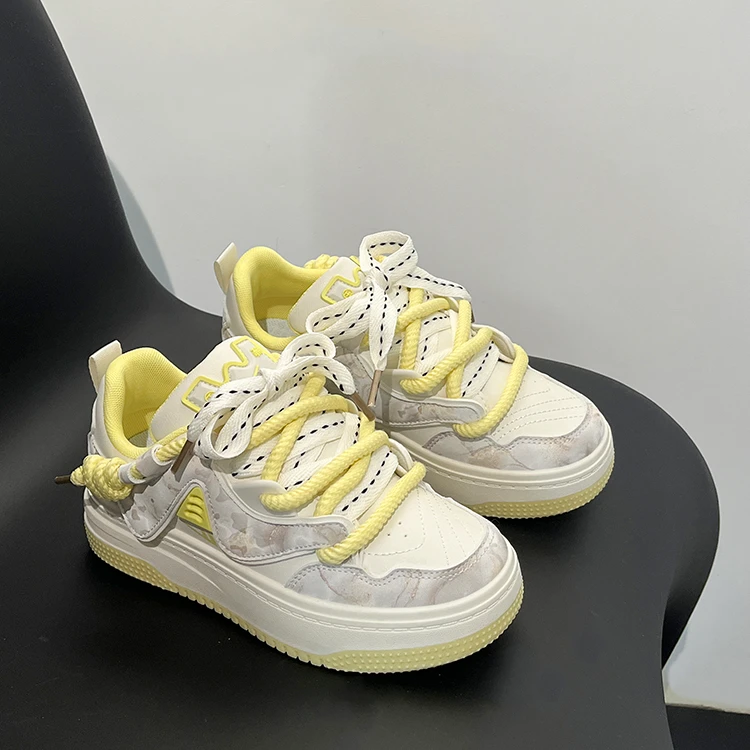 回力水墨画国风小白鞋女2025新款夏季百搭面包鞋休闲学生厚底板鞋