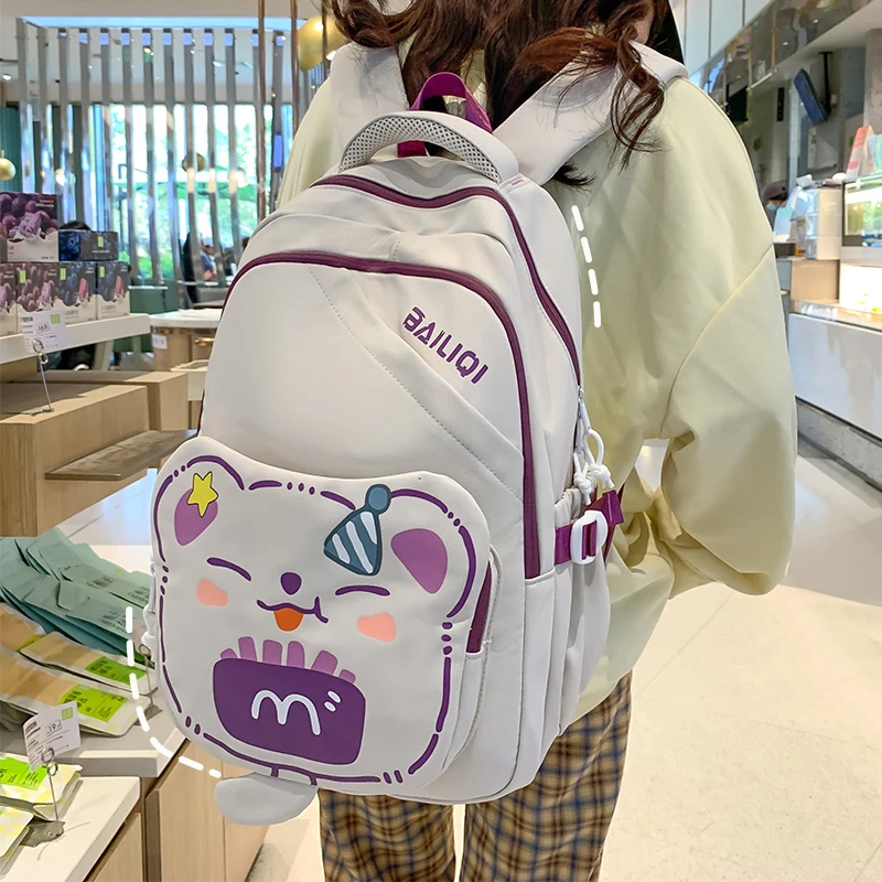 宽肩带可爱双肩包初中生女孩书包小学生三到六年级高颜值旅行背包