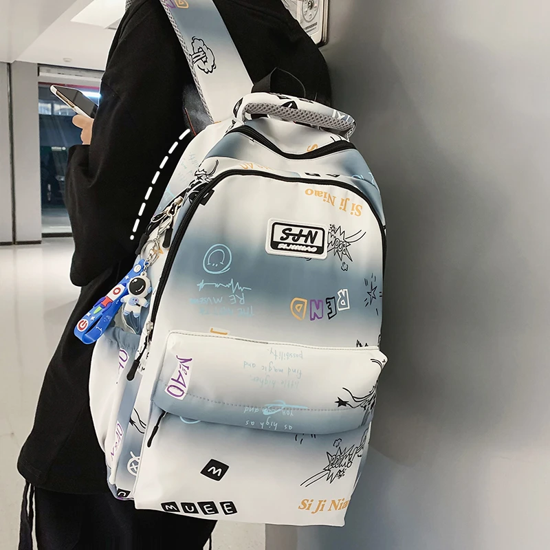 潮牌书包男生高中生大学生背包女初中生小学生4-6年级旅行双肩包