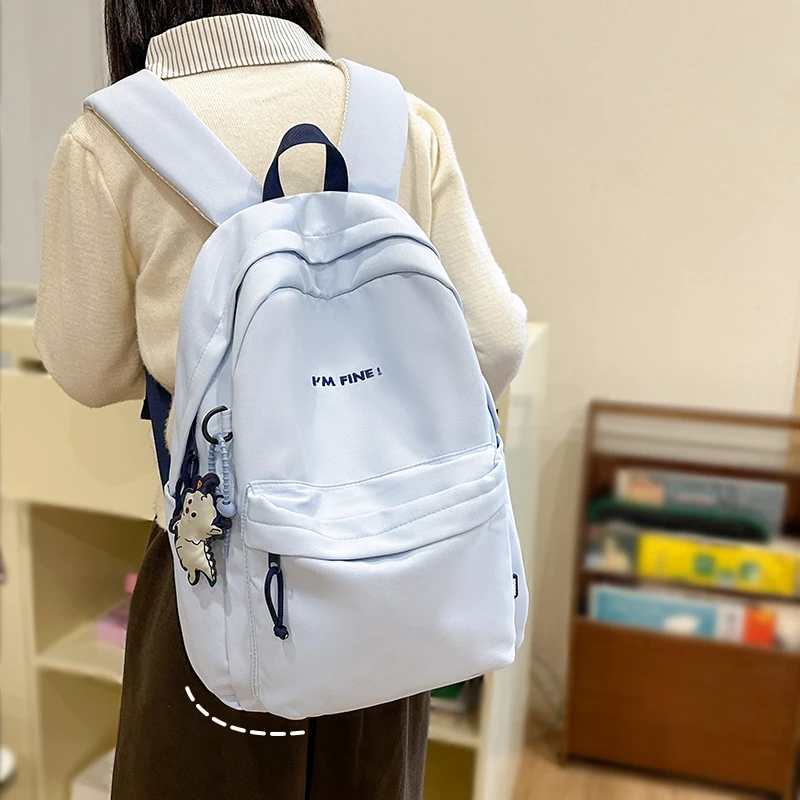 日系简约书包女大学生韩版大容量2024新款推荐初中生高中生双肩包