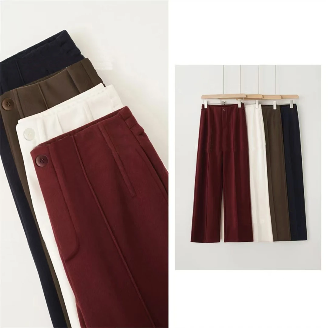 秋冬裤子女时尚高腰时尚休闲百搭显瘦窄版直筒裤BQ5079