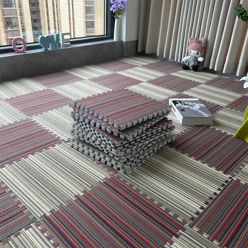 加厚方块拼接地垫卧室地毯大面积整铺可裁剪地板垫子防摔隔音家用