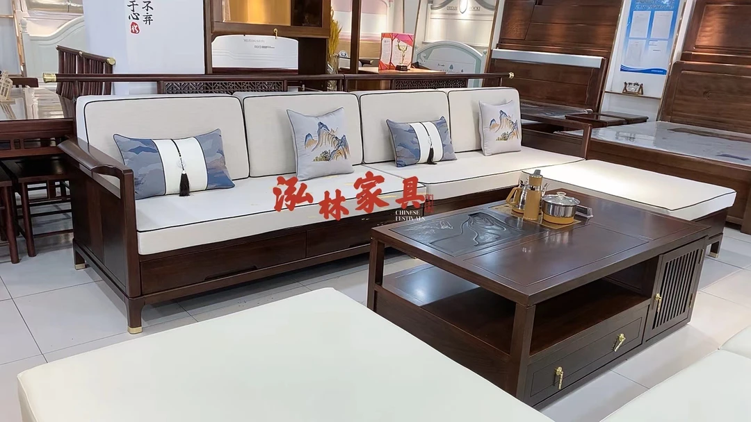 826组合沙发，3.5米长新中式客厅禅意古典