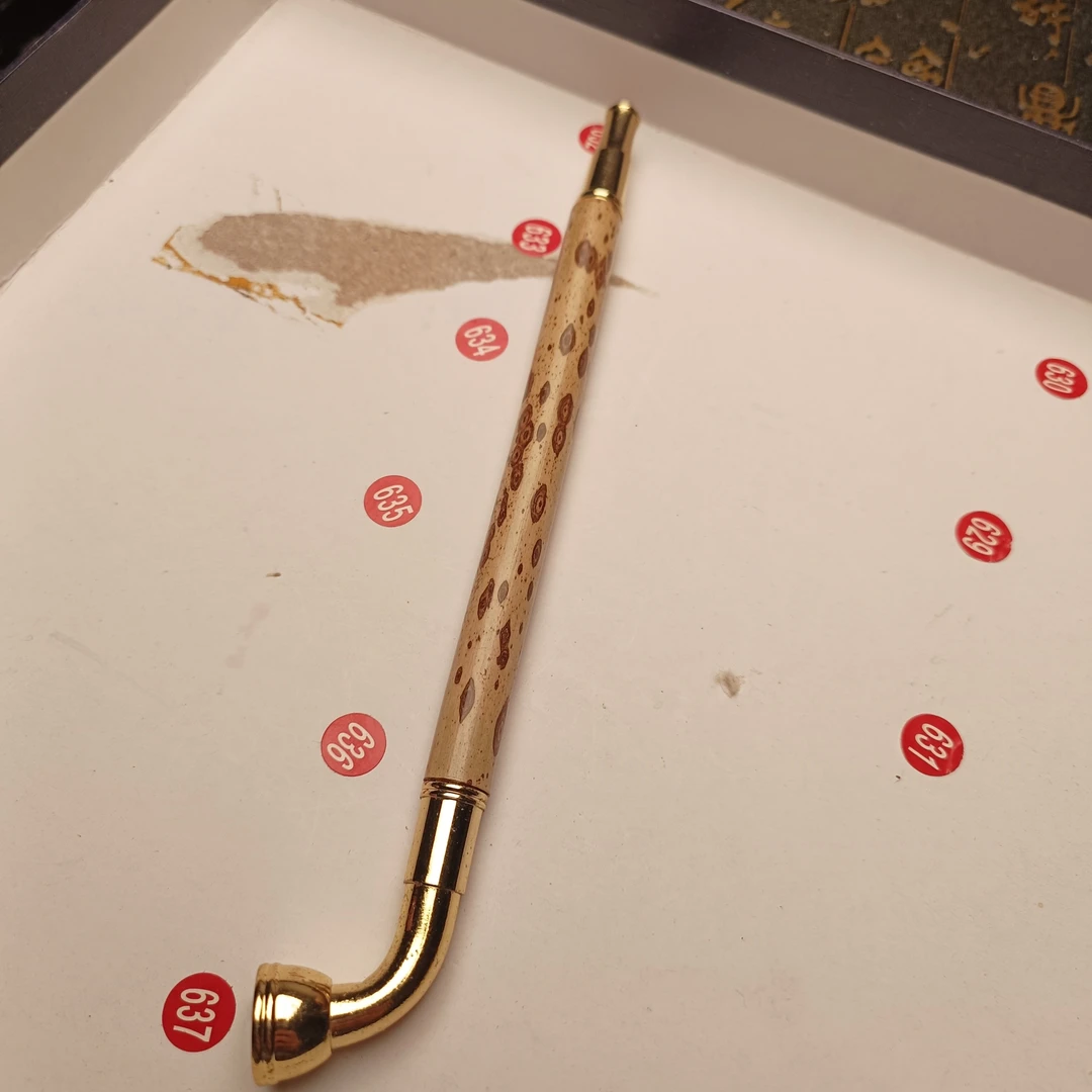 指纹花梅鹿竹烟杆两用文玩手把件