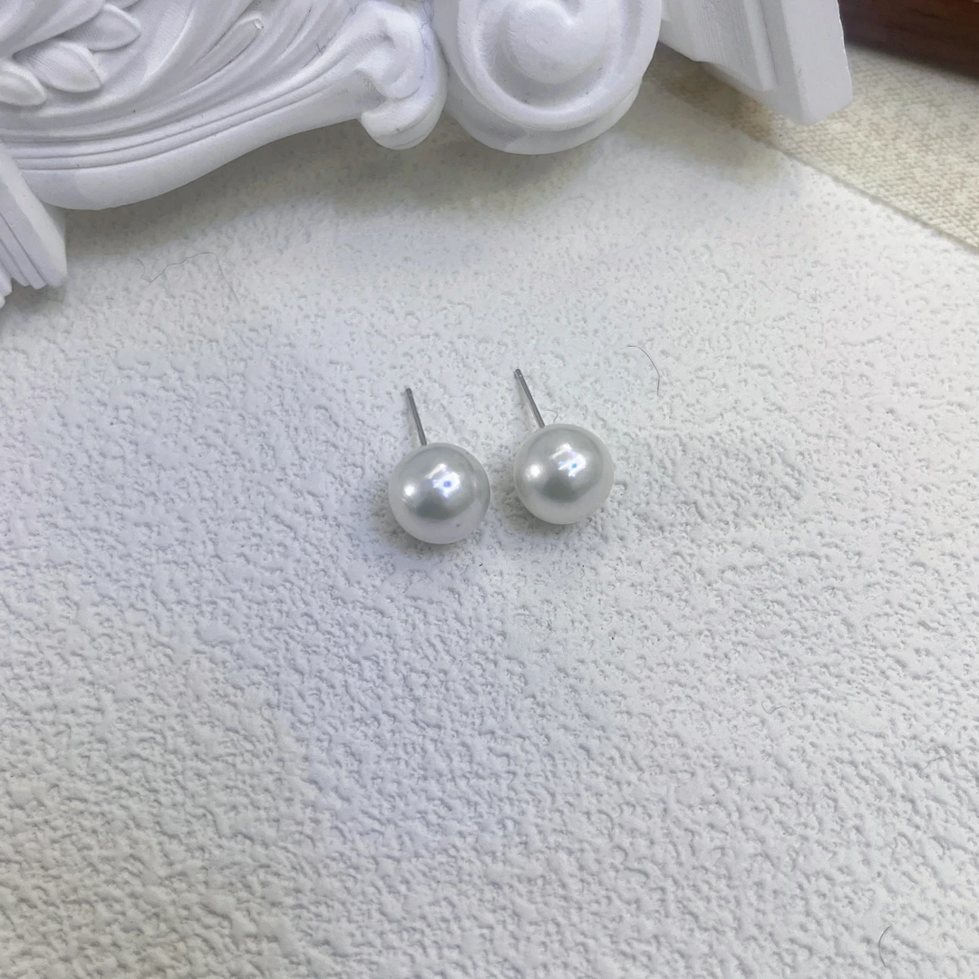 【超值福利】R0047 9-10mm淡水珍珠耳钉圆珠气质强光经典简约百搭