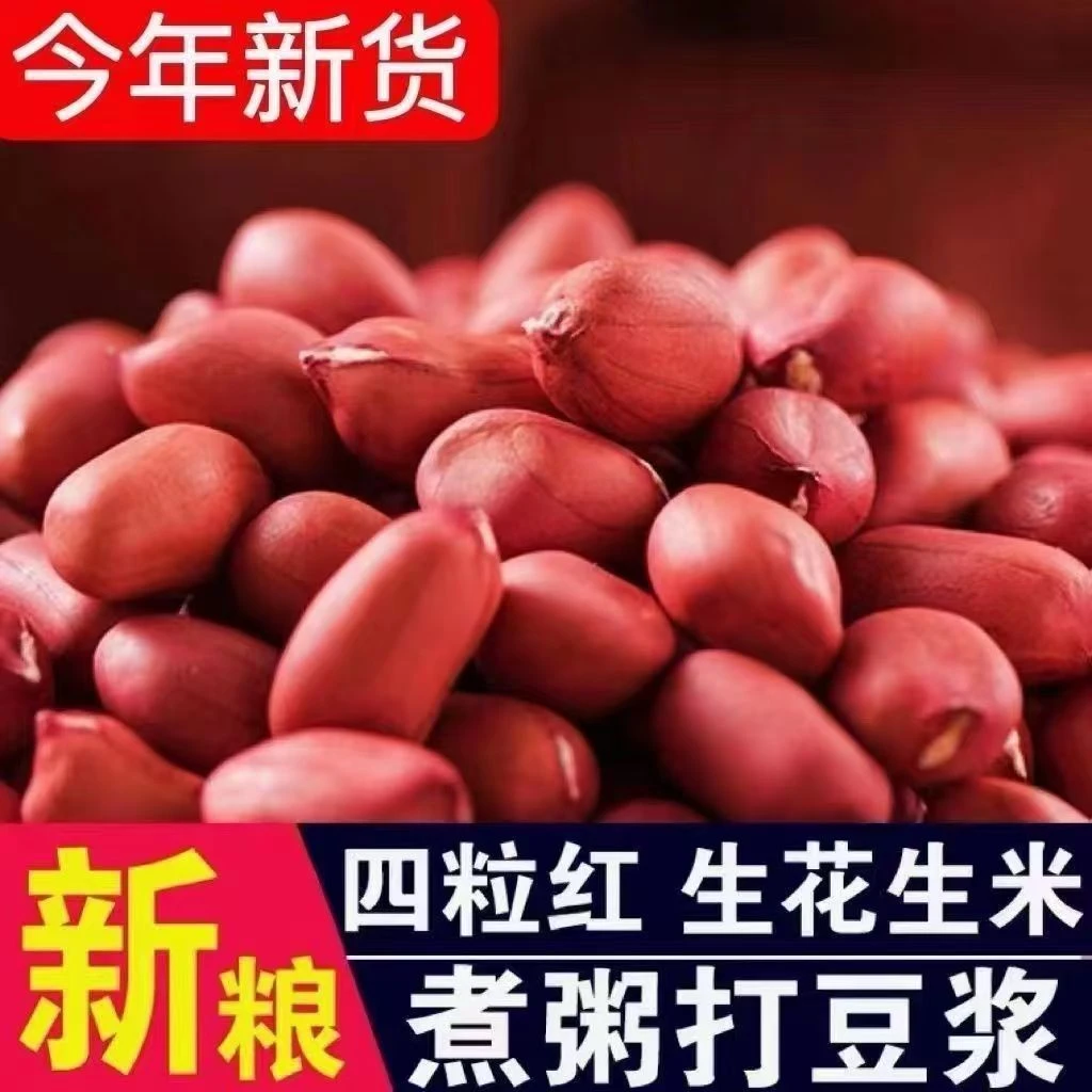 新产红皮生花生米四粒红小粒花生红皮花生米24年新产农家自种