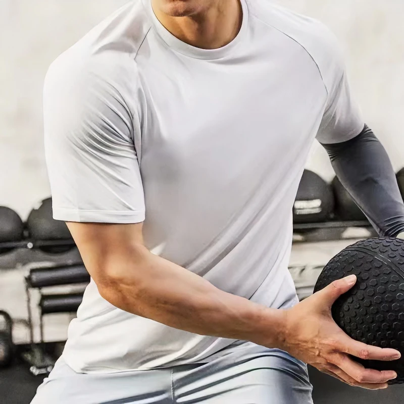 持久弹力 男士吸汗排汗速干透气夏季通勤运动跑步圆领短袖T恤