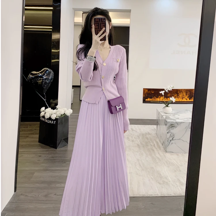 2024新款小香风套装女2024新款高级感网红减龄百褶裙休闲两件套