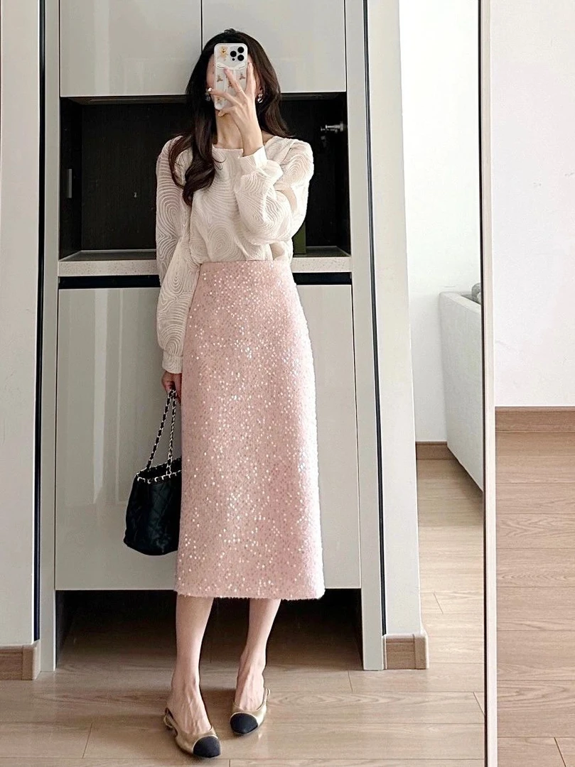 秋装搭配盐系轻熟御姐小香风气质时尚上衣高级感女洋气半身裙