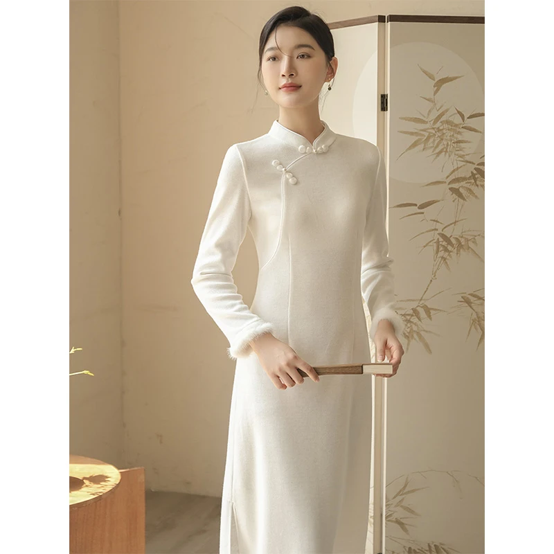 【清羽】茶服女秋冬禅意文艺中国风改良旗袍奥黛修身日常中式连衣裙