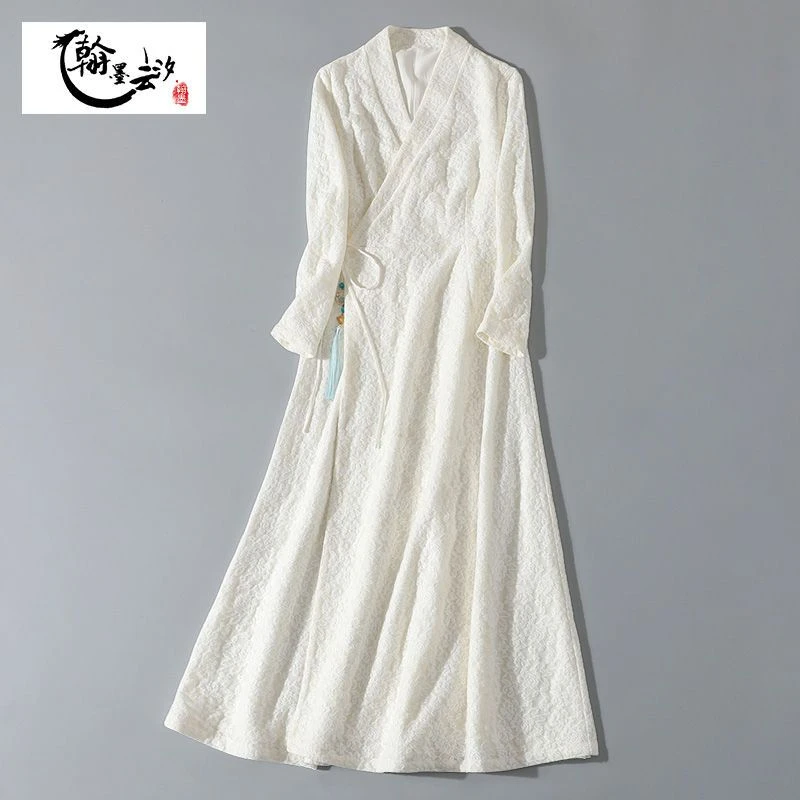 【皑雪】清冷新中式秋冬茶服女秋冬加厚改良汉服文艺复古禅意连衣裙