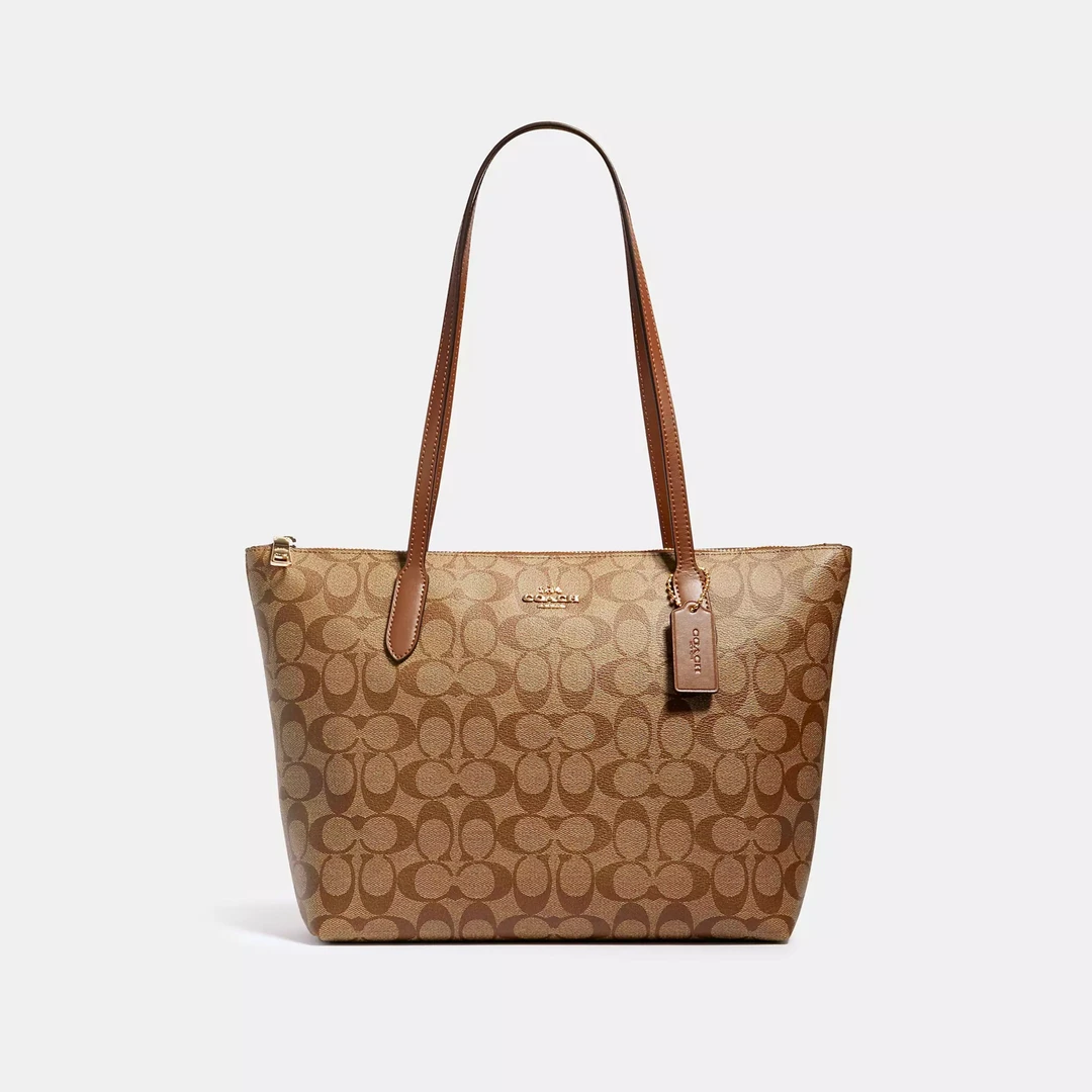 COACH/蔻驰Zip30 棕色Tote购物袋 手提单肩4455 (29*10*26)
