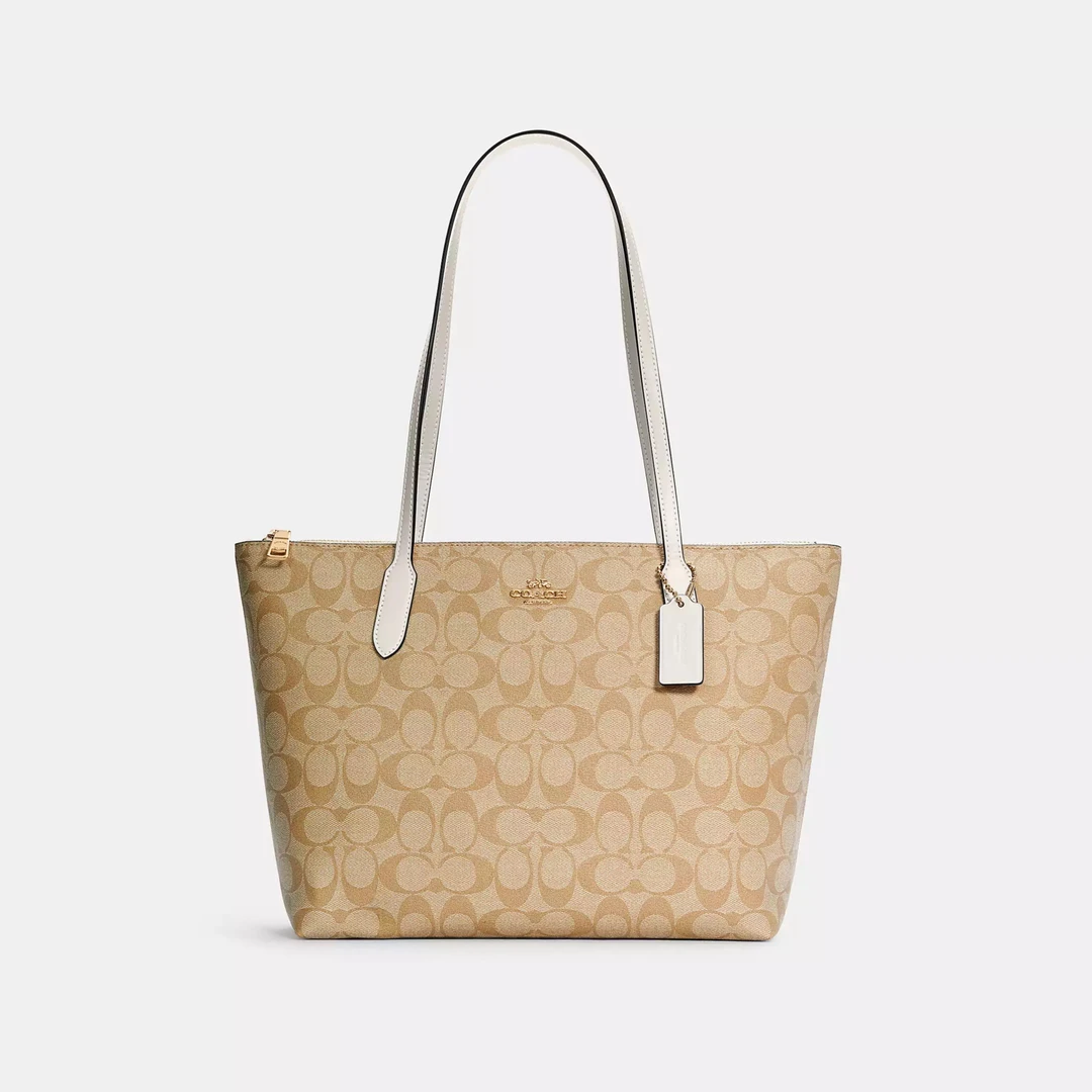 COACH/蔻驰Zip30 白拼Tote包购物袋手提单肩4455 IMDQC(29*10*26)