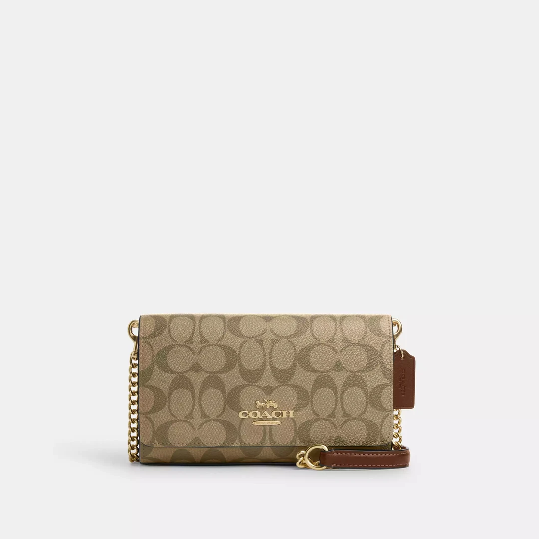 COACH/蔻驰FlapClutch21卡其老花单肩斜跨包CP033 IME74(21*13*5）