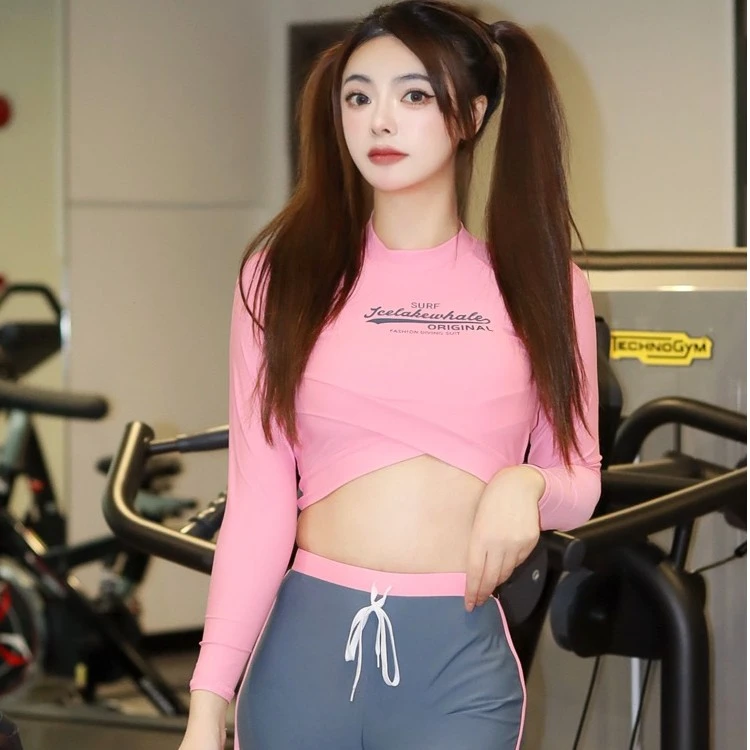 潜水服女泳衣紧身性感长袖防晒分体保守速干温泉冲浪浮潜沙滩泳装