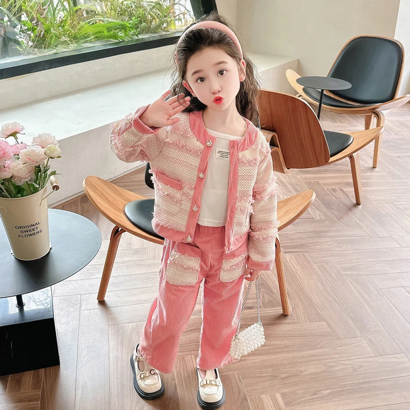 儿童小香风套装洋气春秋款时尚女宝宝休闲两件套网红女童春装时髦