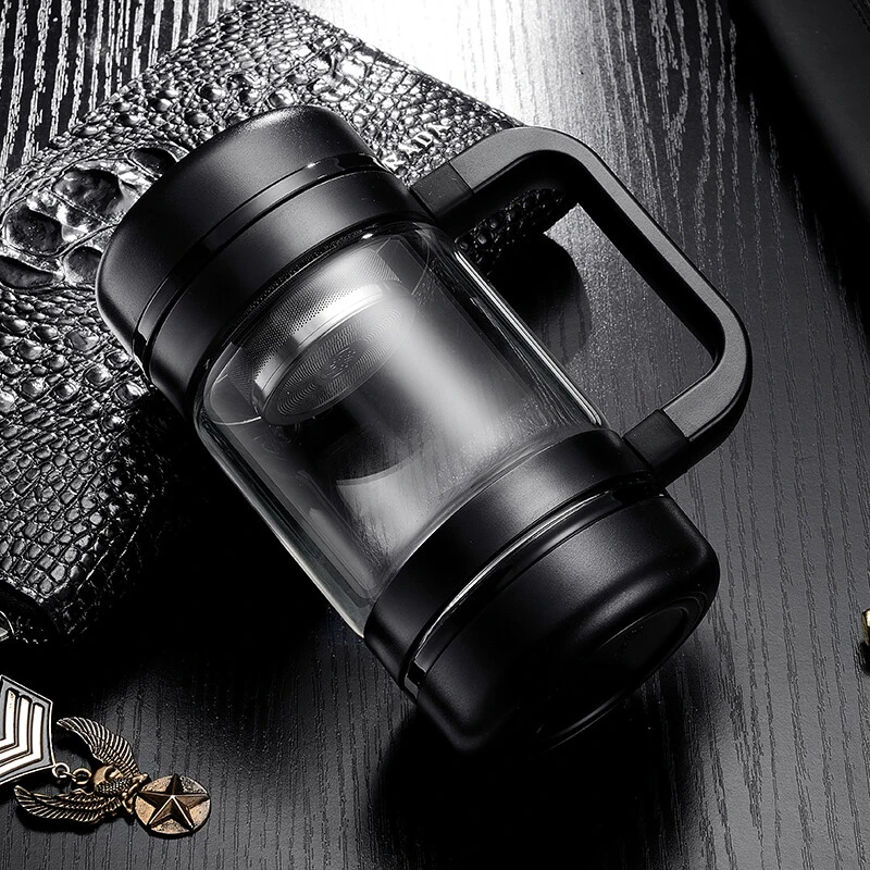 玻璃杯泡茶杯茶水分离茶道泡茶师水杯子耐热商务礼品办公杯双层