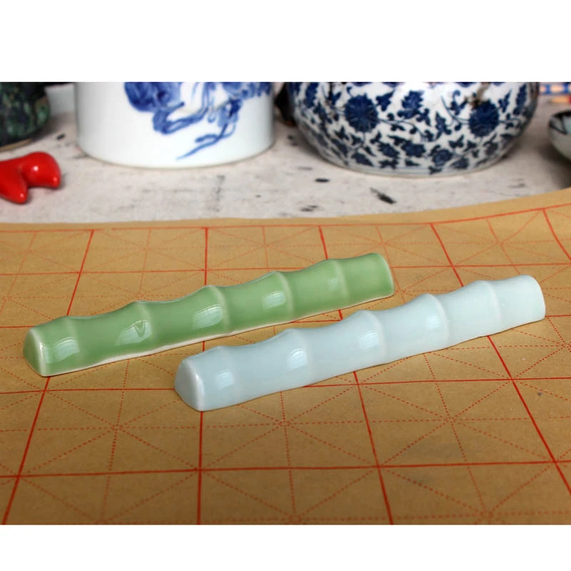 景德镇陶瓷大号竹节镇尺笔架文房文具少儿书法培训用品l