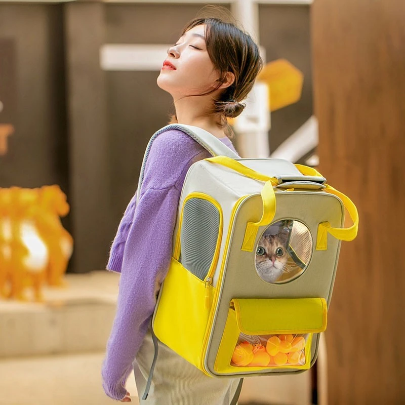 宠物用品多猫猫包外出便携式小猫背包大容量透气猫咪双肩包g