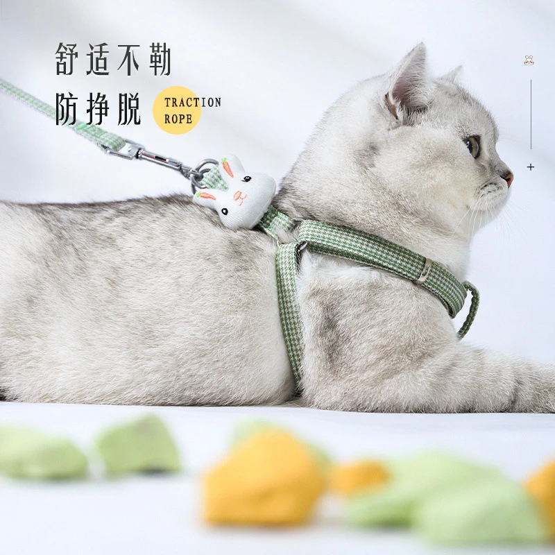 猫咪牵引绳溜猫绳子遛猫遛狗绳防挣脱栓猫链子外出专用小型犬用品