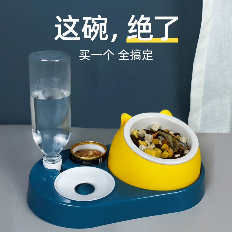 陶瓷不锈钢宠物保护颈椎防打翻猫碗狗盆自动宠物饮水器