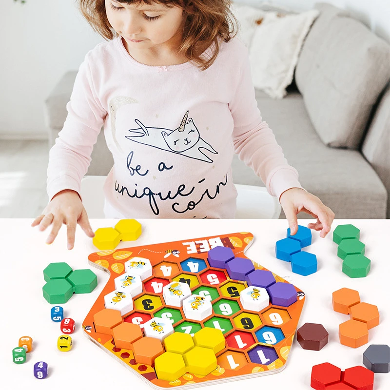 构建蜂巢儿童益智拼装积木玩具宝宝早教木质拼图W