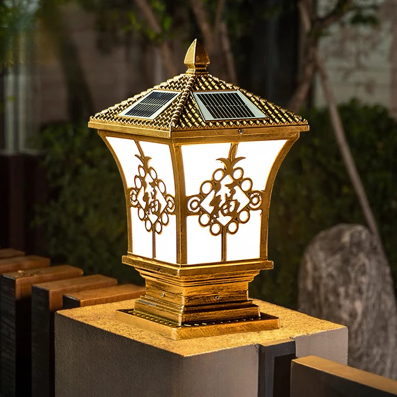 户外庭院灯太阳能柱头灯庭院灯花园别墅大门柱灯家室外防水围墙灯