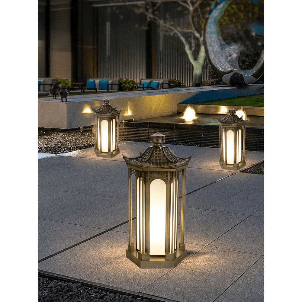 太阳能中式草坪灯民宿户外家用花园别墅庭院灯复古过道阳台室外