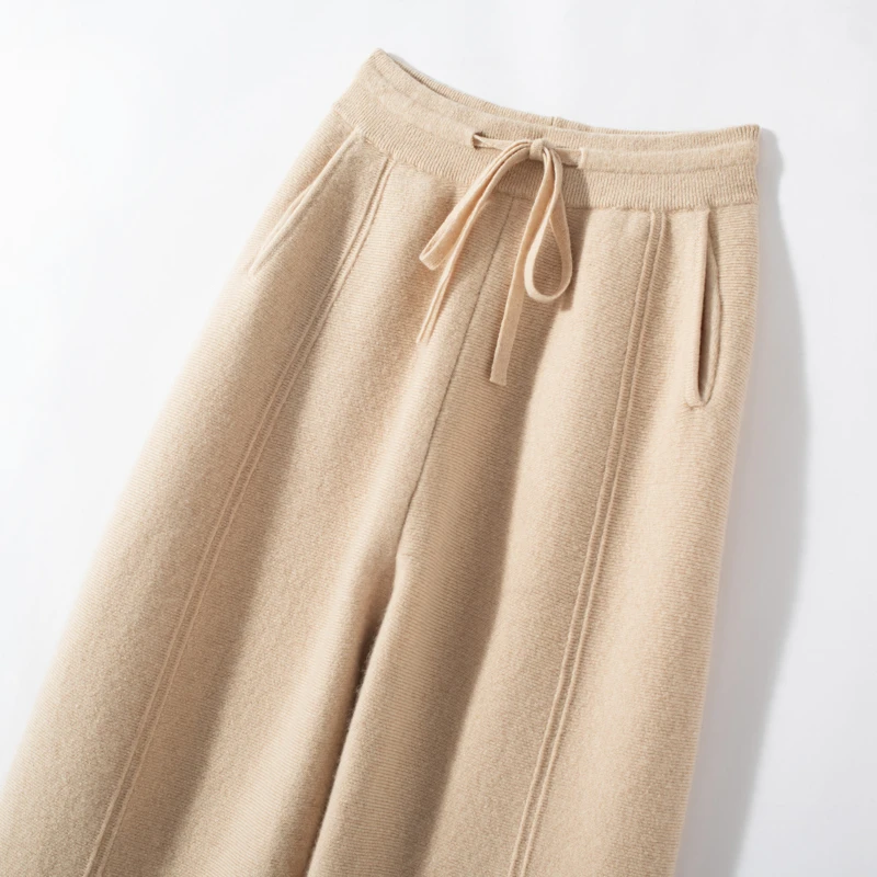 羊范100%羊毛香蕉裤女秋冬新款纸片人重磅加厚休闲裤遮肉显瘦长裤