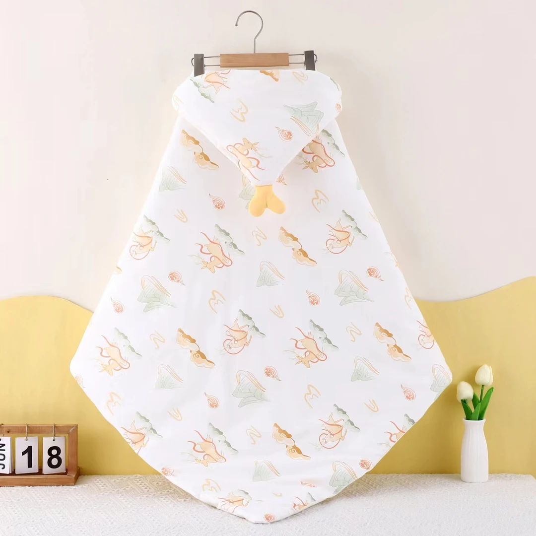 薄款新生儿双层包被国风纯棉包裹薄棉抱毯柔软婴儿棉质裹被印花