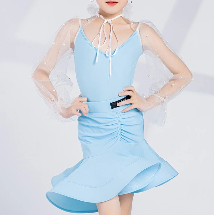 少儿拉丁舞服女童新款表演出训练服网红尚裁艺高级感套装22073