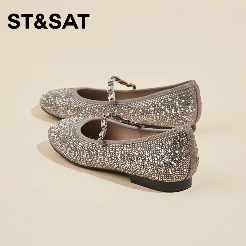 星期六女鞋浅口休闲单鞋女2025春季法式低跟圆头平底套脚玛丽珍鞋