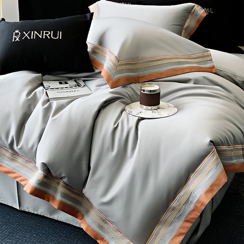 喜兹 露晞 全棉纯棉刺绣四件套纯棉全棉设计师高定法式绣花宽边