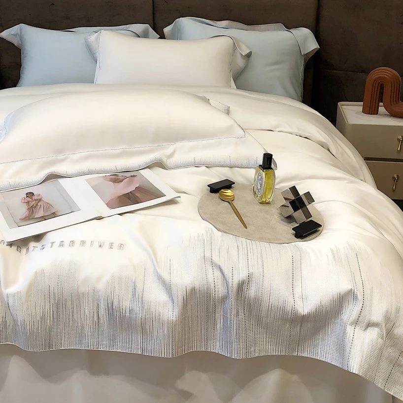 喜兹 流光 兰精天丝轻奢四件套 进口高精密金银线刺绣丝滑