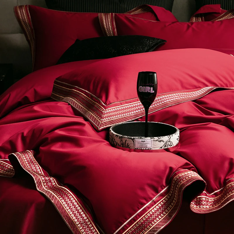 喜兹 卡尔顿 长绒棉四件套全棉纯棉高精密绣花 高档刺绣ins风床品