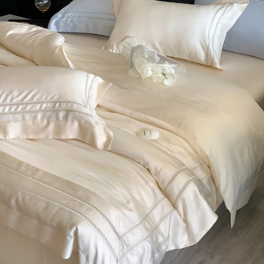 喜兹 梵 全棉四件套全棉纯棉高精密绣花 高档刺绣ins风床单床品