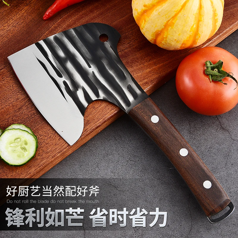纯手工锻打菜刀厨房斩骨斧切肉菜砍骨专用刀具商用家用剁骨斧头刀
