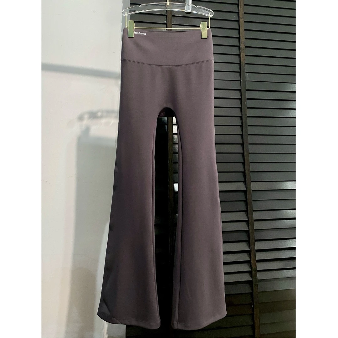 2024冬装新款时尚修身显瘦高腰舒适纯色保暖加绒微喇休闲裤打底裤