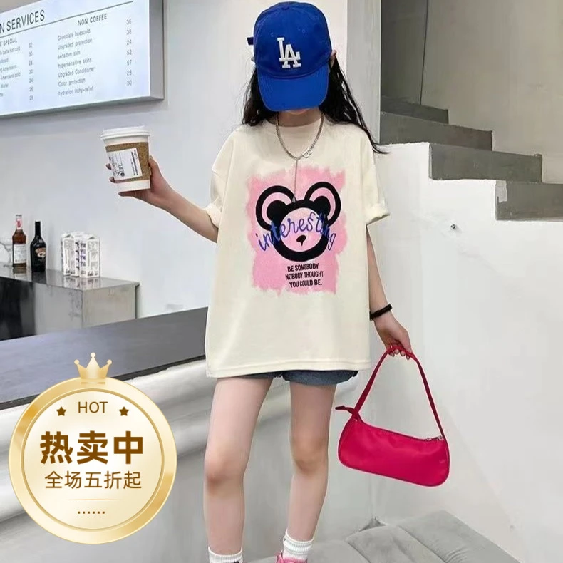 LEIMIDI/蕾米迪女童短袖纯棉t恤衣中大童装休闲t儿童半袖体恤女ol