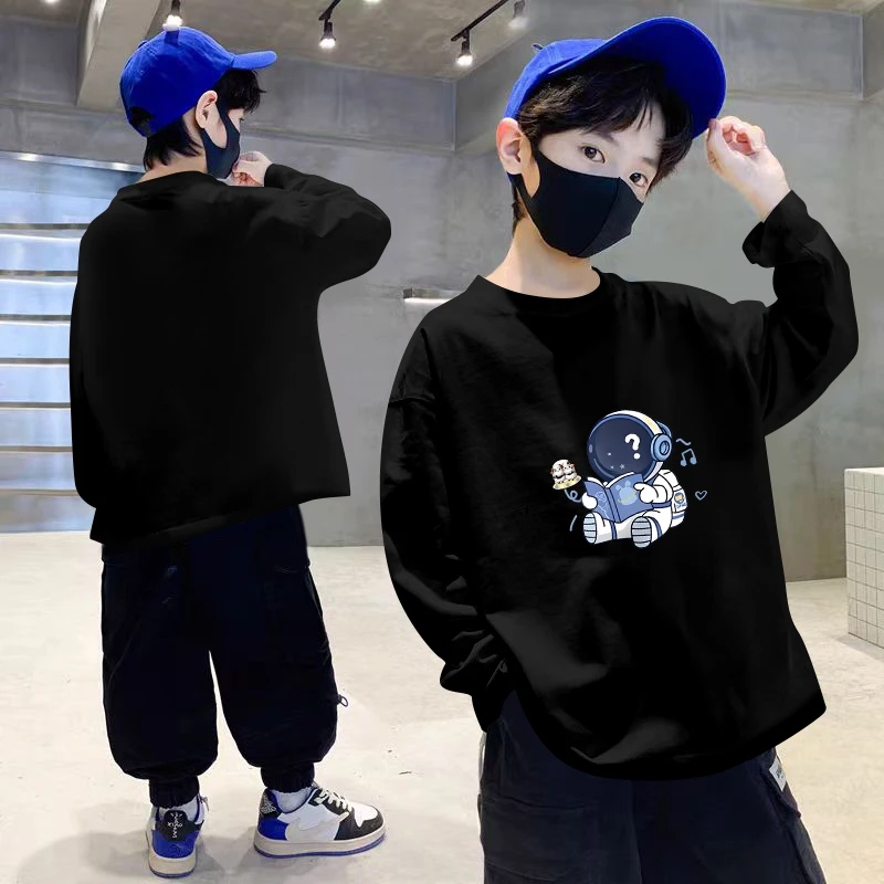 儿童T恤男童女童洋气长袖中大童2024新款潮流春秋款长袖卡通圆领