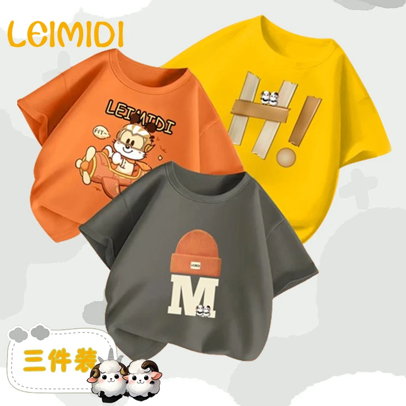 LEIMIDI/蕾米迪男童短袖t恤纯棉夏季中大童薄款纯棉儿童休闲短袖