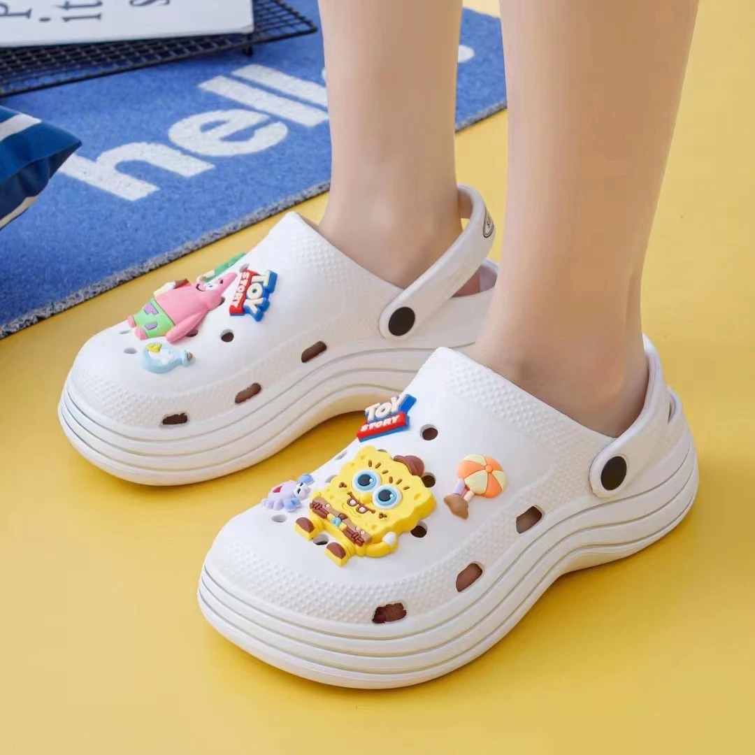 甜美少女洞洞鞋4cm加厚软底网红超轻防滑夏季户外8558两用拖鞋