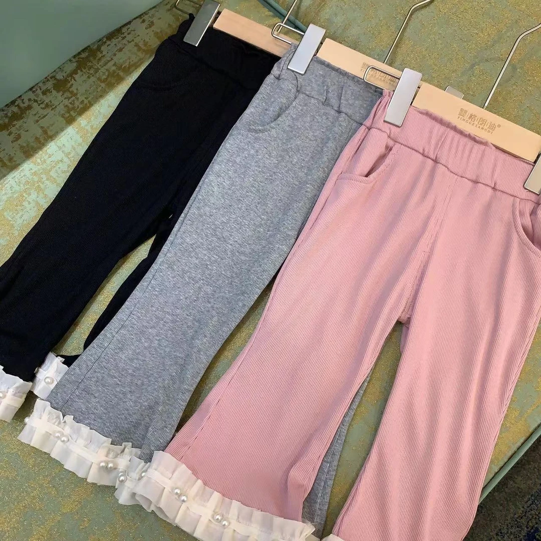 婴格朗迪K2儿童显瘦小香风气质白色洋气百搭甜美珍珠喇叭裤