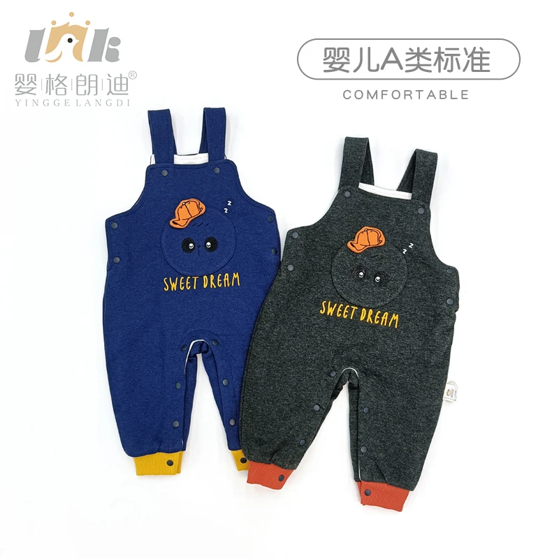 精品童装YG821020薄棉背带单裤背带裤卡通连体春秋中性宝宝男童
