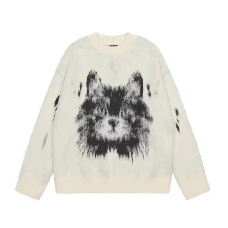 美式杏色水貂绒套头毛衣男女休闲秋冬季慵懒软糯加厚针织衫上衣