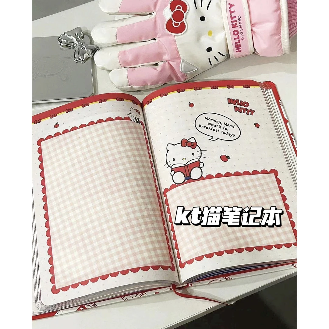 HelloKitiy彩页笔记本少女心学生女高颜值卡通可爱硬壳KT猫手账本