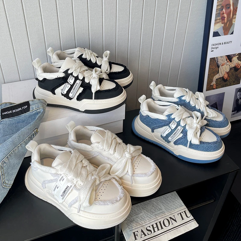 宋亚轩同款厚底真皮小白鞋2024新款乞丐面包休闲板鞋